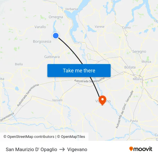San Maurizio D' Opaglio to Vigevano map