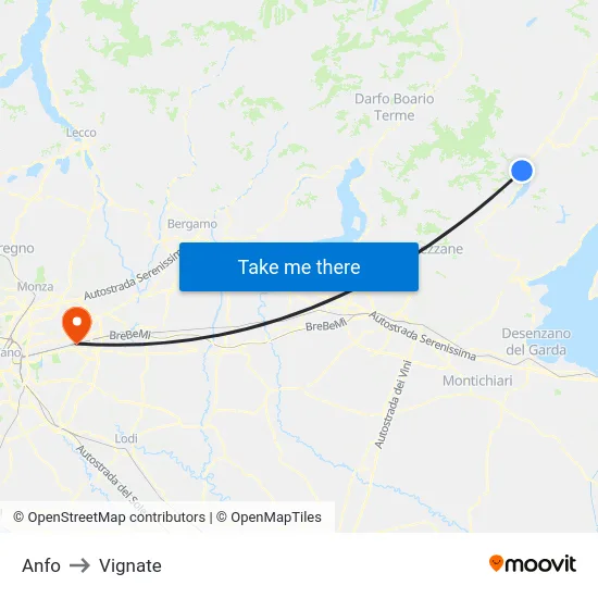 Anfo to Vignate map