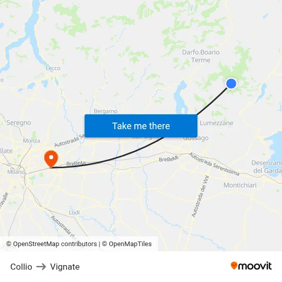 Collio to Vignate map