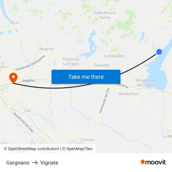 Gargnano to Vignate map
