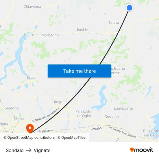 Sondalo to Vignate map