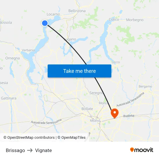 Brissago to Vignate map