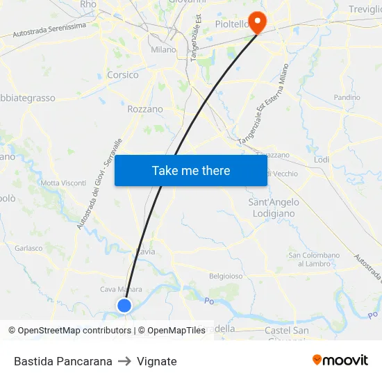 Bastida Pancarana to Vignate map