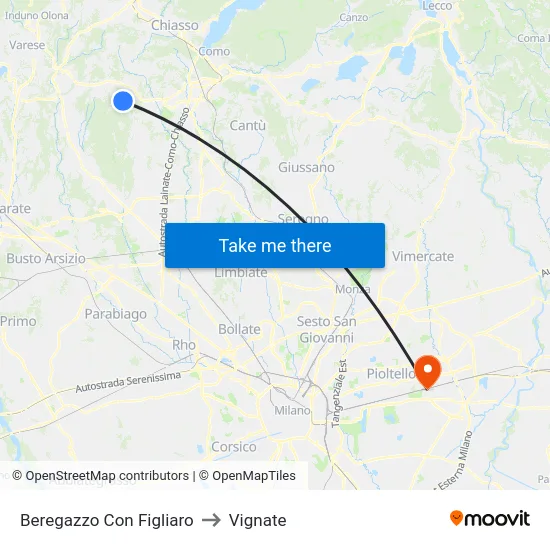 Beregazzo Con Figliaro to Vignate map