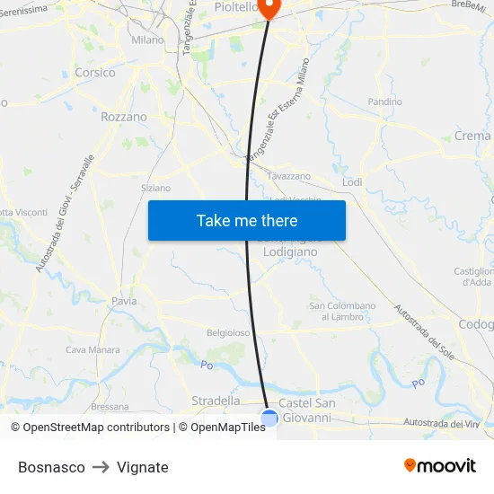 Bosnasco to Vignate map