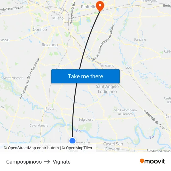 Campospinoso to Vignate map