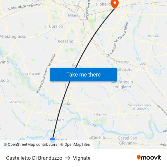 Castelletto Di Branduzzo to Vignate map