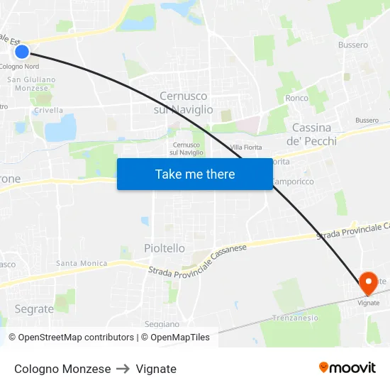 Cologno Monzese to Vignate map