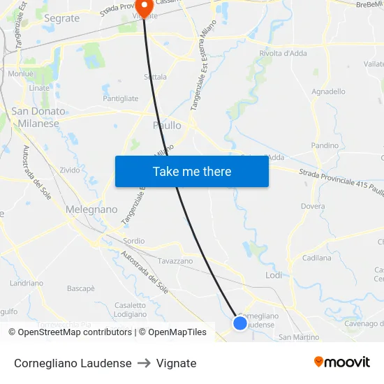 Cornegliano Laudense to Vignate map