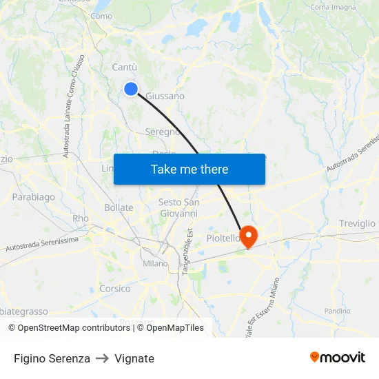 Figino Serenza to Vignate map