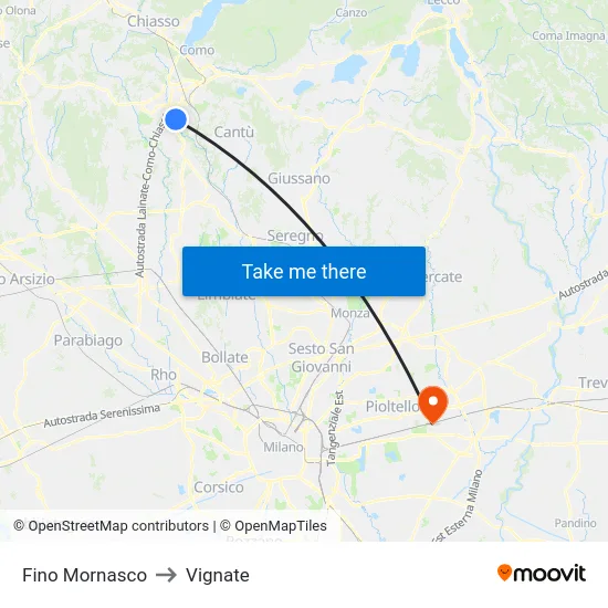 Fino Mornasco to Vignate map