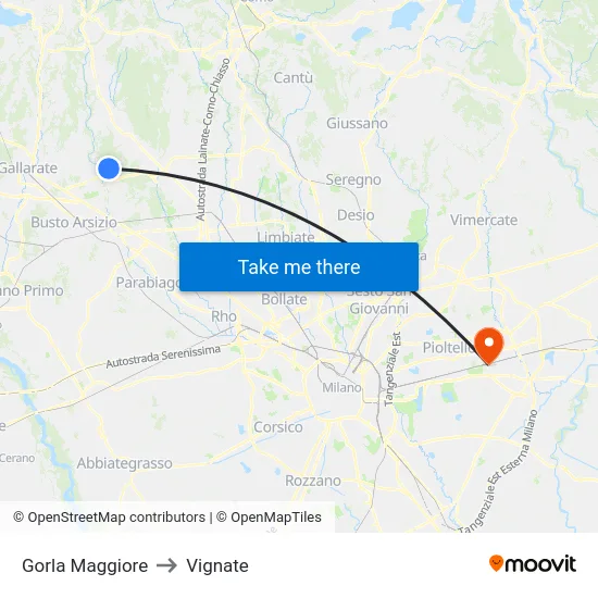 Gorla Maggiore to Vignate map