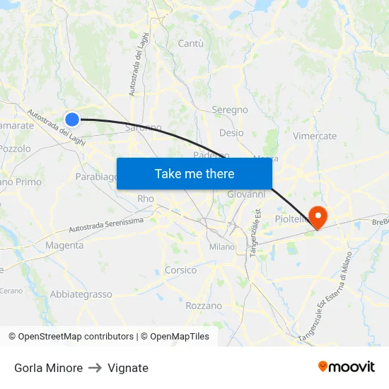 Gorla Minore to Vignate map