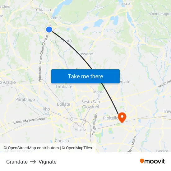 Grandate to Vignate map