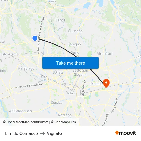 Limido Comasco to Vignate map