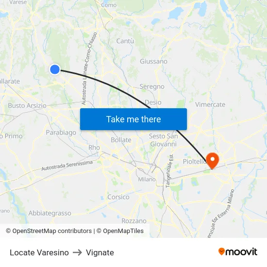 Locate Varesino to Vignate map