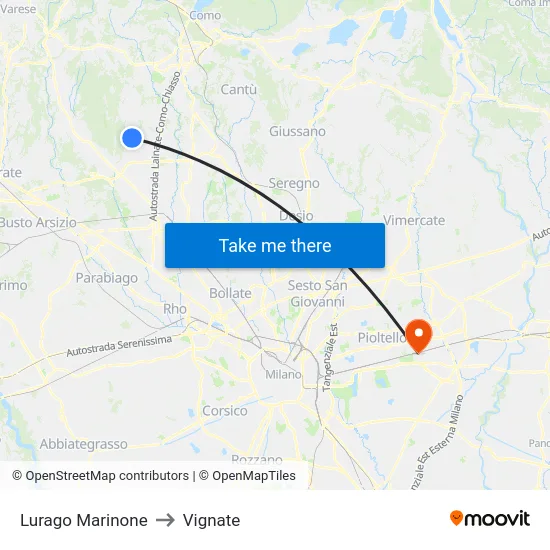 Lurago Marinone to Vignate map