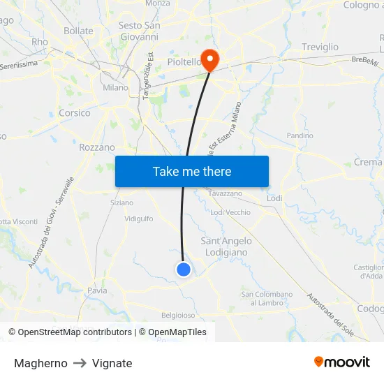 Magherno to Vignate map