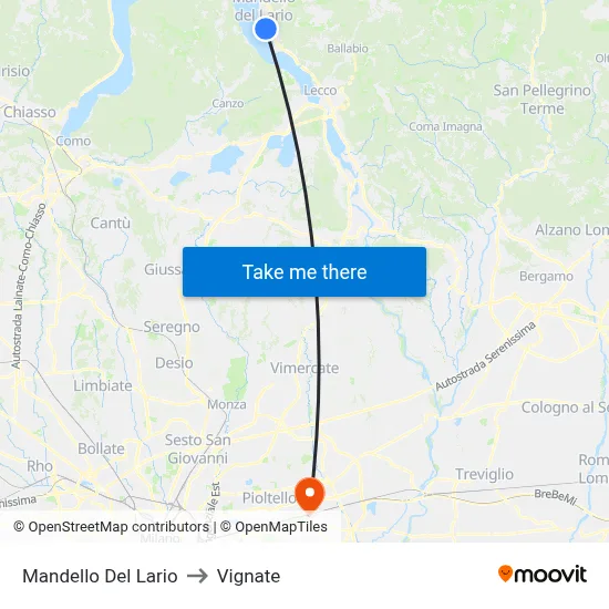 Mandello Del Lario to Vignate map