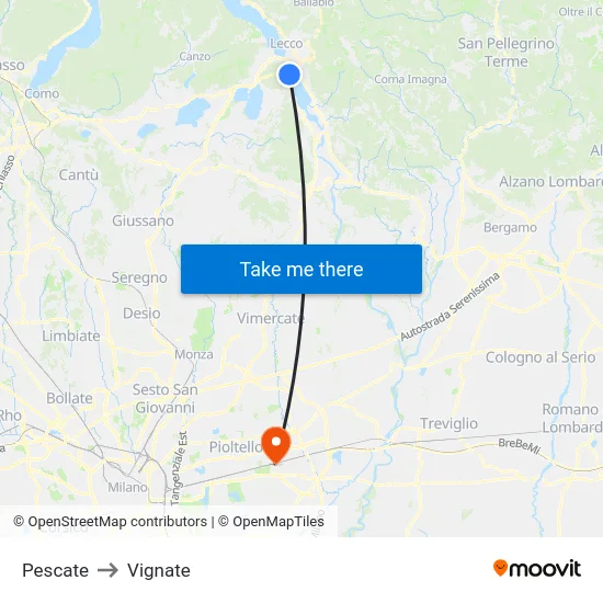 Pescate to Vignate map
