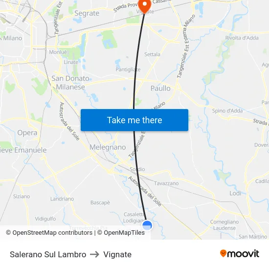 Salerano Sul Lambro to Vignate map