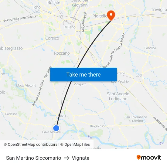 San Martino Siccomario to Vignate map