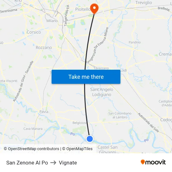 San Zenone al Po to Vignate map