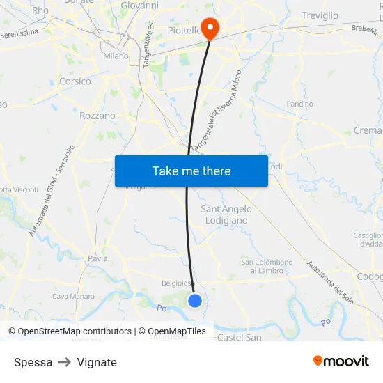 Spessa to Vignate map