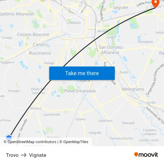 Trovo to Vignate map