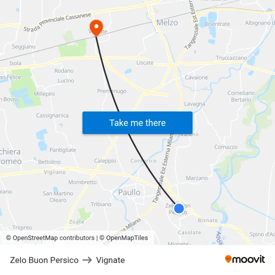 Zelo Buon Persico to Vignate map