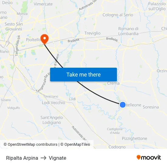 Ripalta Arpina to Vignate map