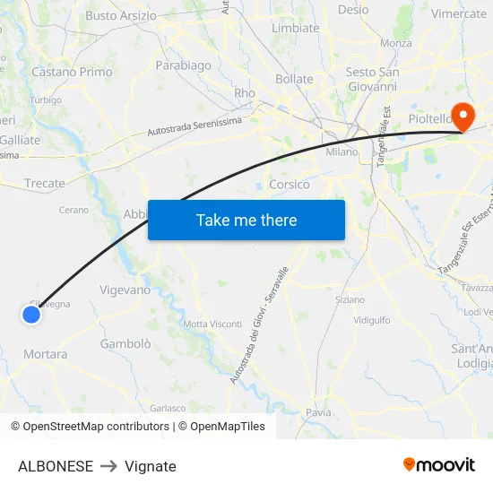 ALBONESE to Vignate map