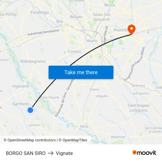 BORGO SAN SIRO to Vignate map