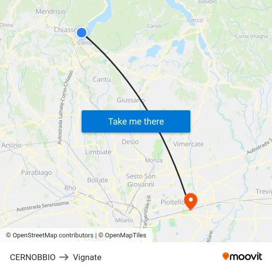 CERNOBBIO to Vignate map