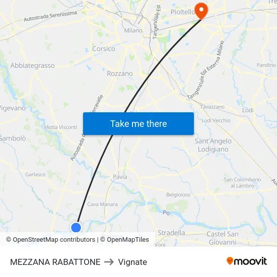 Mezzana Rabattone to Vignate map