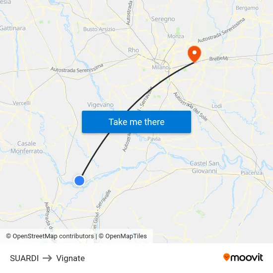 Suardi to Vignate map