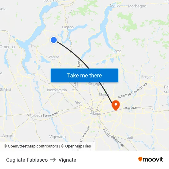 Cugliate-Fabiasco to Vignate map