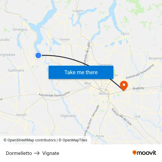 Dormelletto to Vignate map