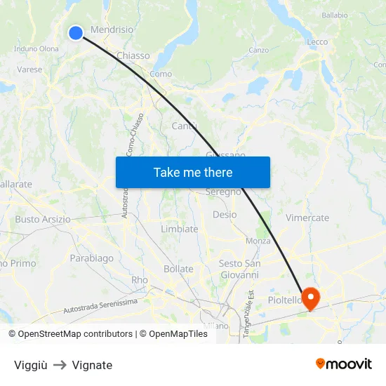 Viggiù to Vignate map
