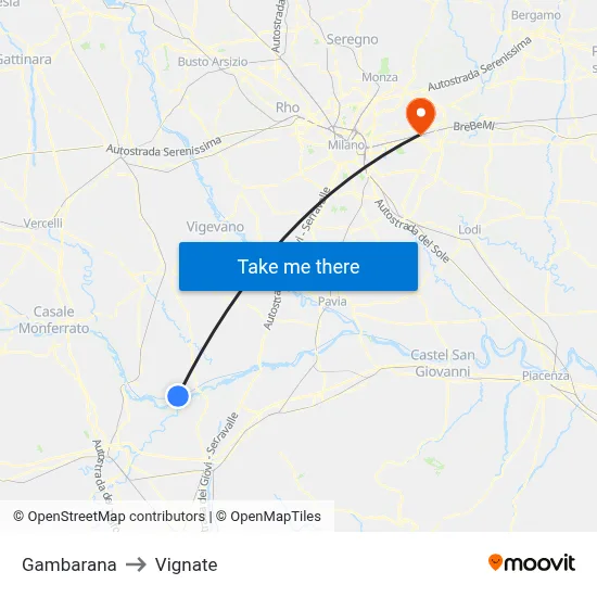 Gambarana to Vignate map