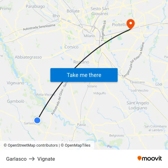 Garlasco to Vignate map