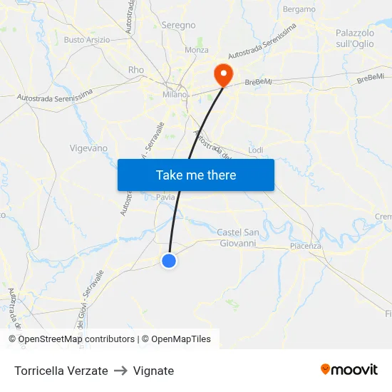 Torricella Verzate to Vignate map