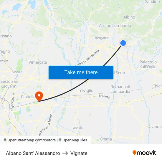 Albano Sant' Alessandro to Vignate map