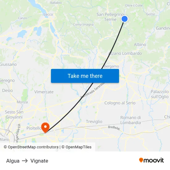 Algua to Vignate map