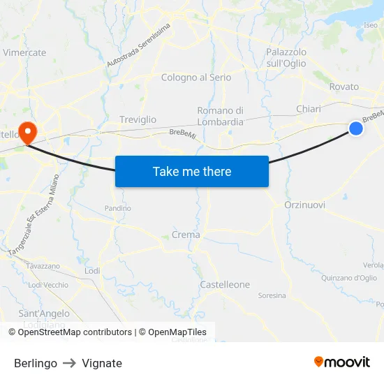 Berlingo to Vignate map