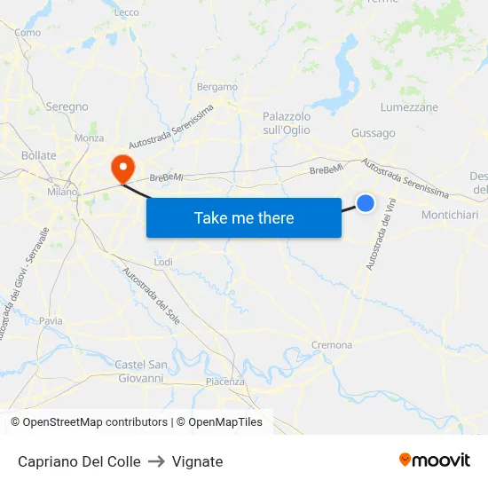 Capriano Del Colle to Vignate map