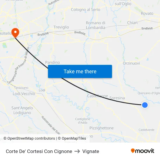 Corte De' Cortesi Con Cignone to Vignate map