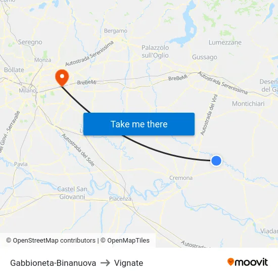 Gabbioneta-Binanuova to Vignate map
