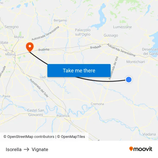 Isorella to Vignate map