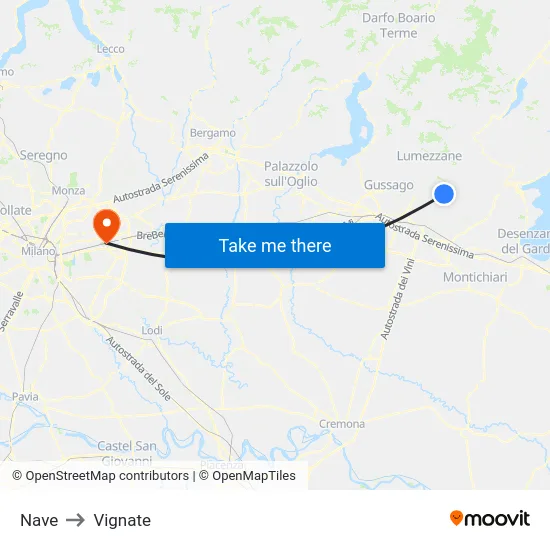 Nave to Vignate map